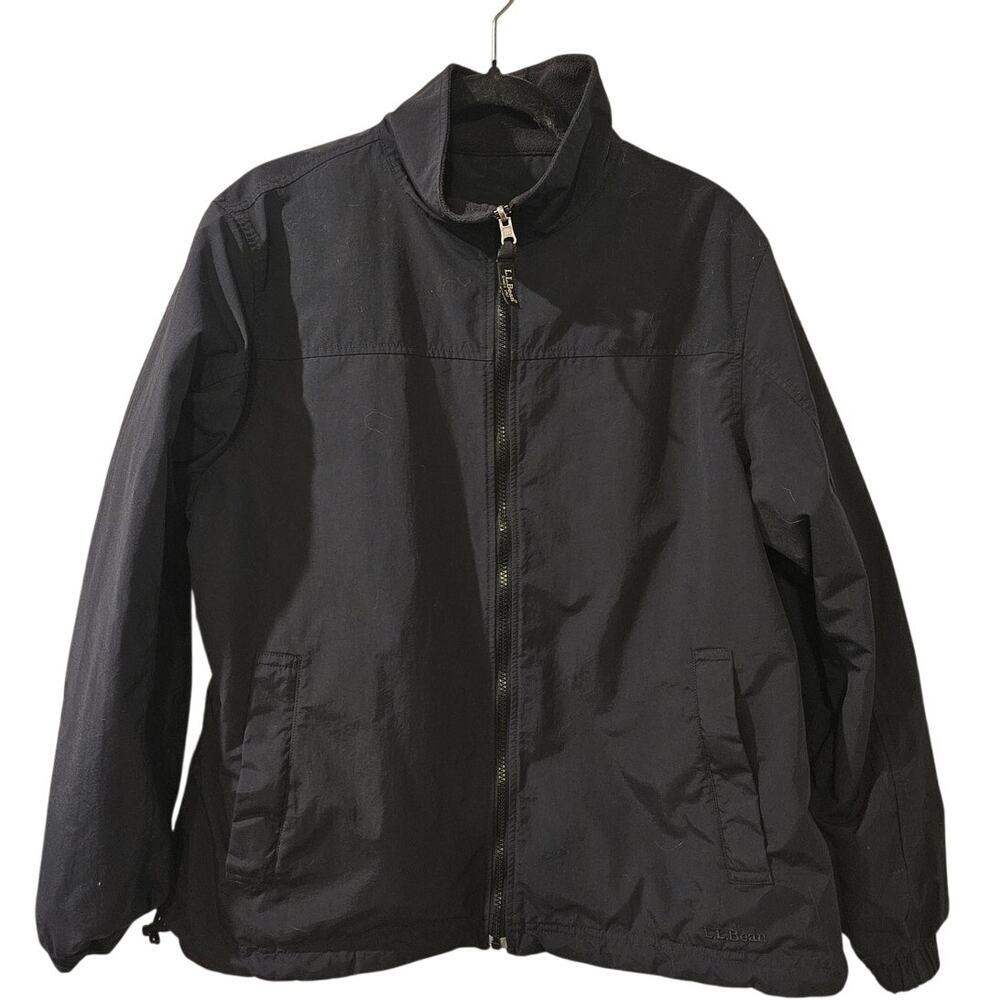 LL Bean Reversible Fleece Lined Coat Women Sze XL Regular 0XV65 Black Ski Jacket